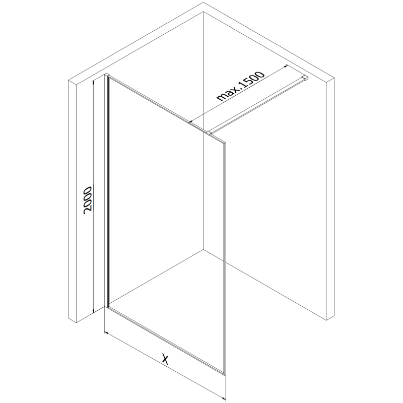 Mexen Kioto Sprchová stena Walk-in 130 x 200 cm, crackle grafit 12 mm, chróm - 800-130-101-01-44-X