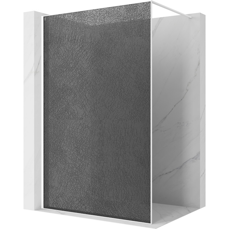 Mexen Kioto sprchová stena Walk-in 160 x 200 cm, crackle grafit 12 mm, biela - 800-160-101-20-44-X