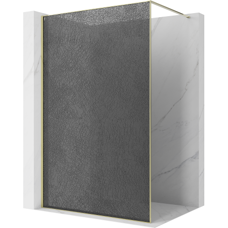 Mexen Kioto sprchová stena Walk-in 90 x 200 cm, crackle grafit 12 mm, zlatá - 800-090-101-50-44-X