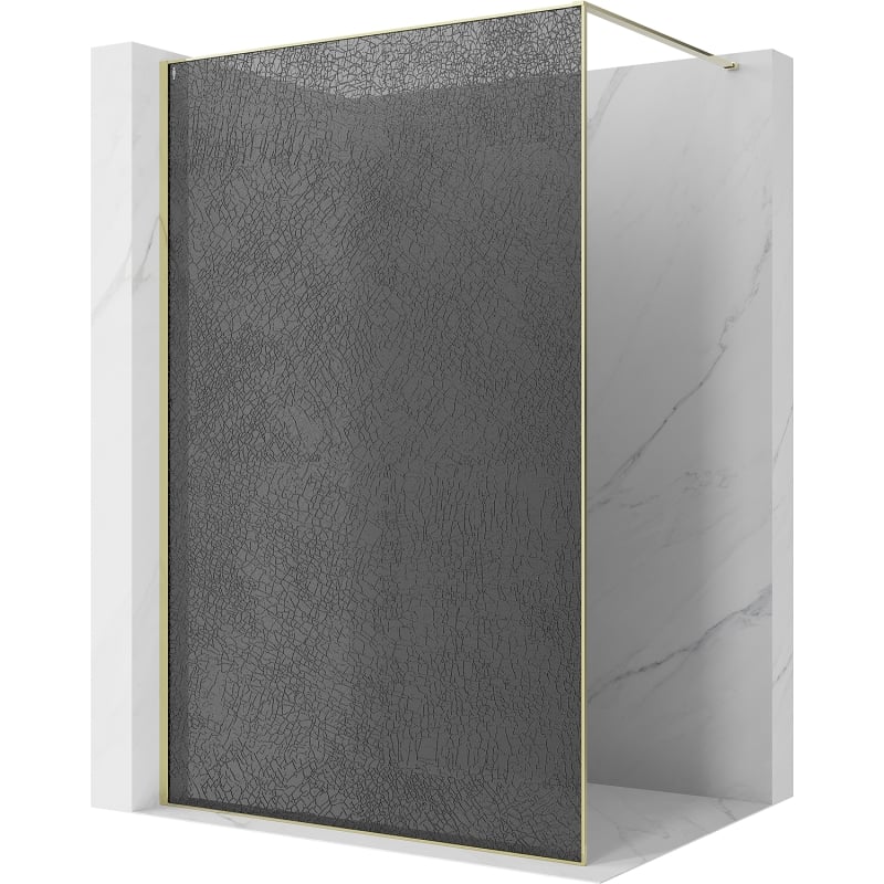 Mexen Kioto sprchová stena Walk-in 100 x 200 cm, crackle grafit 12 mm, zlatá - 800-100-101-50-44-X
