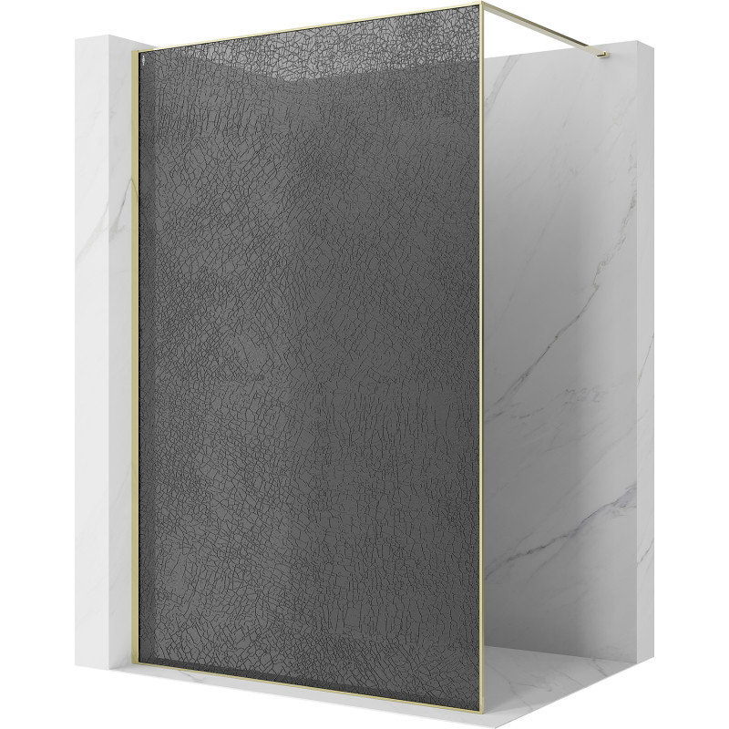 Mexen Kioto sprchová stena Walk-in 140 x 200 cm, crackle grafit 12 mm, zlatá - 800-140-101-50-44-X