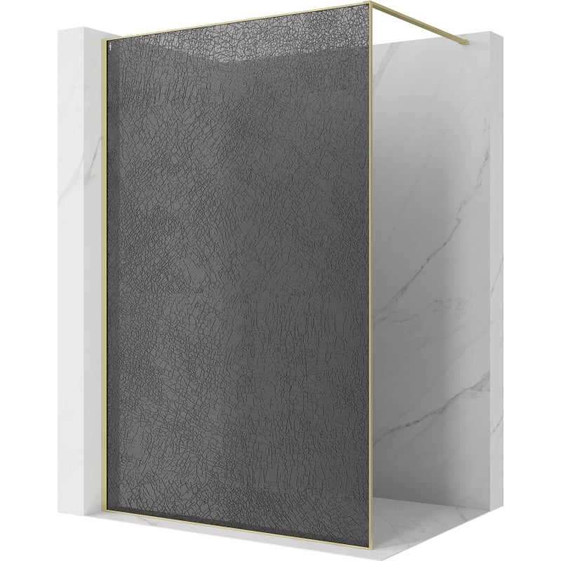 Mexen Kioto sprchová stena Walk-in 70 x 200 cm, grafit crackle 12 mm, zlatá kartáčovaná - 800-070-101-55-44-X