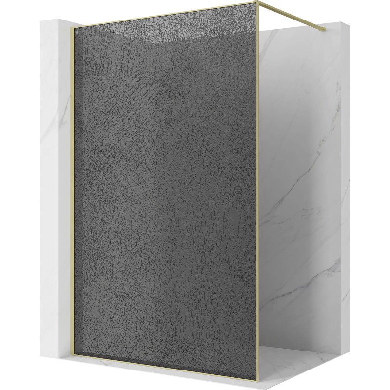 Mexen Kioto sprchová stena Walk-in 120 x 200 cm, crackle grafit 12 mm, zlatá brúsená - 800-120-101-55-44-X