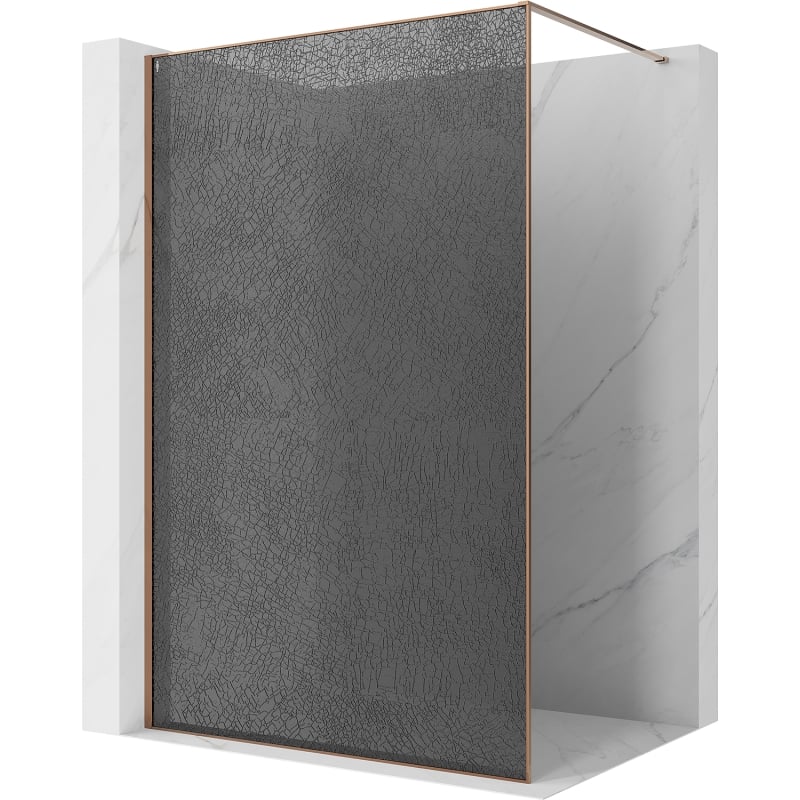 Mexen Kioto sprchová stena Walk-in 120 x 200 cm, crackle grafit 12 mm, ružové zlato - 800-120-101-60-44-X