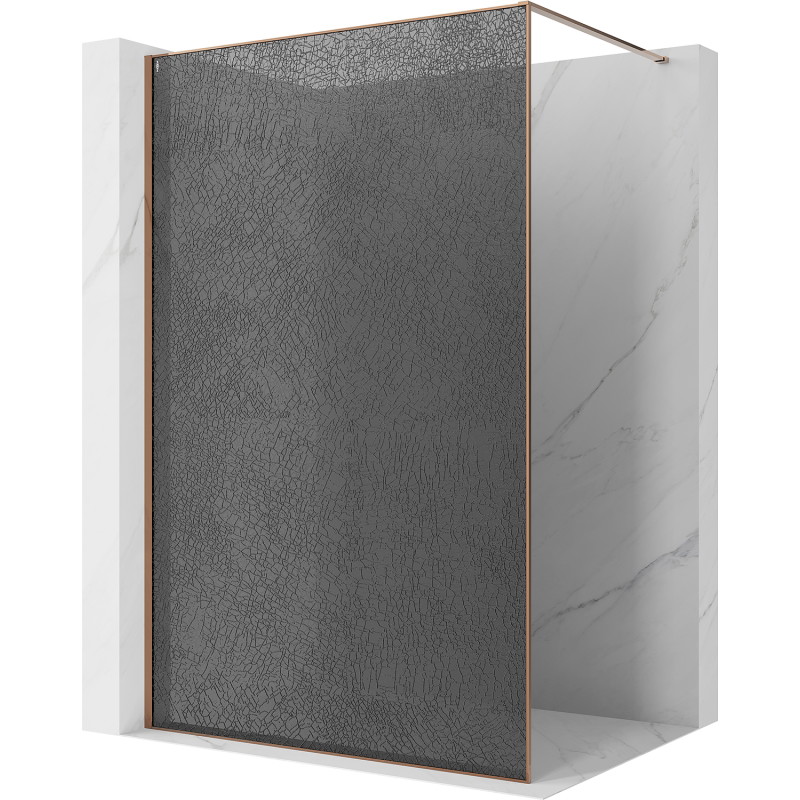 Mexen Kioto sprchová stena Walk-in 140 x 200 cm, crackle grafit 12 mm, ružové zlato - 800-140-101-60-44-X