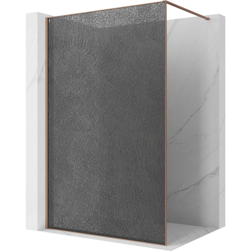 Mexen Kioto sprchová stena Walk-in 70 x 200 cm, crackle grafit 12 mm, brúsená meď - 800-070-101-65-44-X