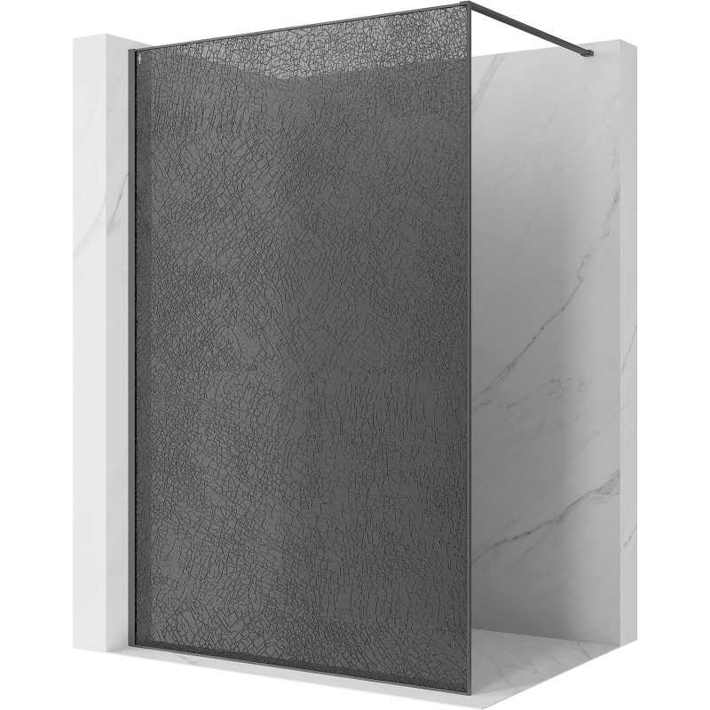 Mexen Kioto sprchová stena Walk-in 90 x 200 cm, crackle grafit 12 mm, gun gray brúsená - 800-090-101-66-44-X