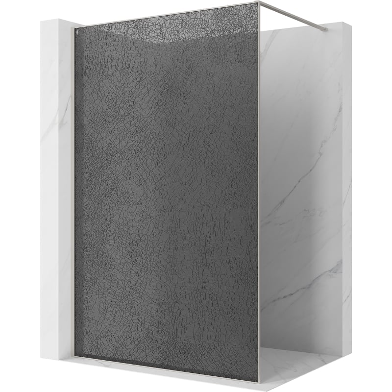 Mexen Kioto sprchová stena Walk-in 110 x 200 cm, crackle grafit 12 mm, kartáčovaný nikel - 800-110-101-97-44-X