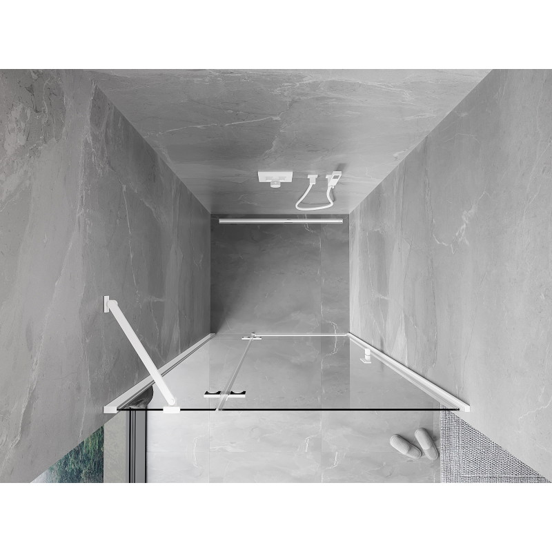 Mexen Mist-H ľavé sprchové dvere 105 cm, priehľadné, biele - 8A5-105-000-20-00-L
