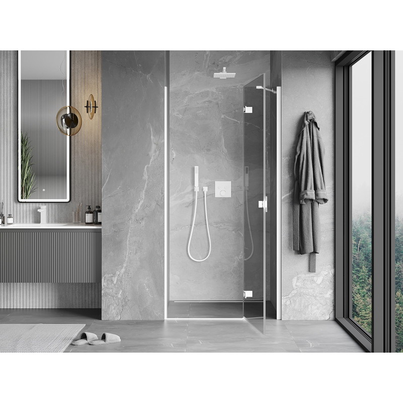 Mexen Mist-H sprchové dvere vyklápacie pravé 80 cm, priehľadné, biele - 8A5-080-000-20-00-P