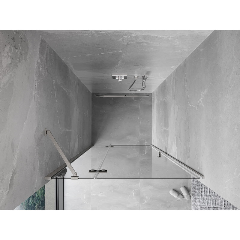 Mexen Mist-H ľavé otváracie sprchové dvere 75 cm, transparentné, brúsený nikel - 8A5-075-000-97-00-L