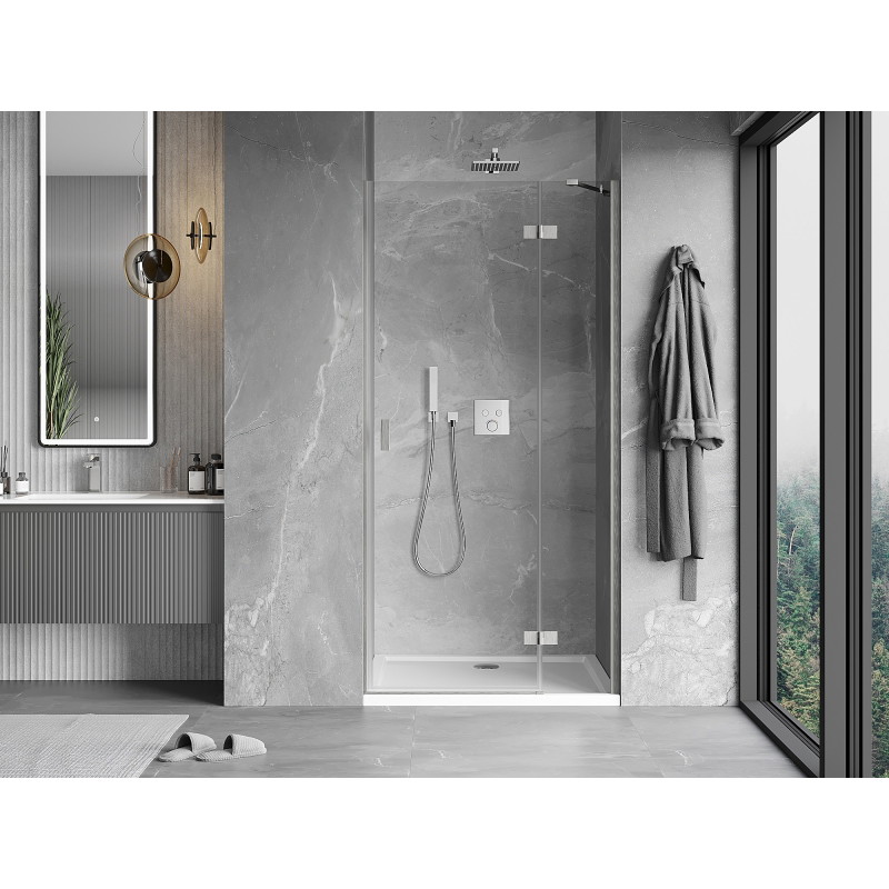 Mexen Mist-H výkyvné pravé sprchové dvere 70 cm, priehľadné, brúsený nikel - 8A5-070-000-97-00-P