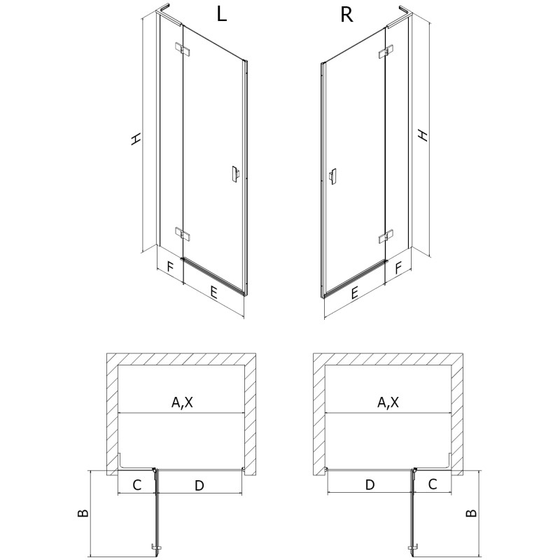 Mexen Mist-H L sprchové dvere s otváraním doľava 70 cm, transparentné, biele - 8A5L-070-000-20-00-L