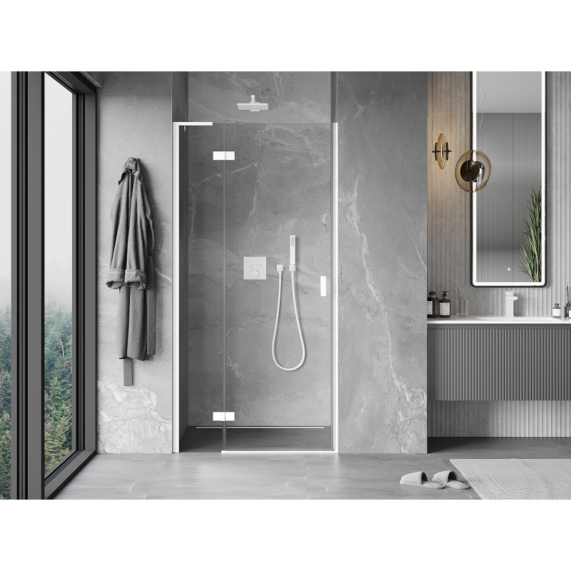 Mexen Mist-H L ľavé výklopné sprchové dvere 90 cm, transparentné, biele - 8A5L-090-000-20-00-L