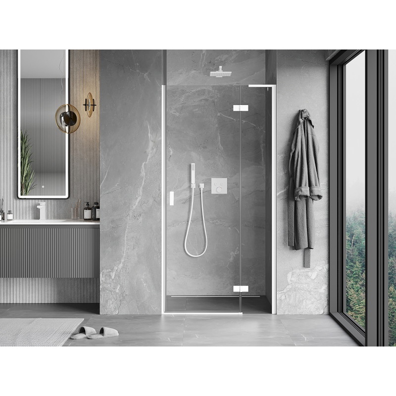 Mexen Mist-H L sprchové dvere otočné pravé 70 cm, priehľadné, biele - 8A5L-070-000-20-00-P