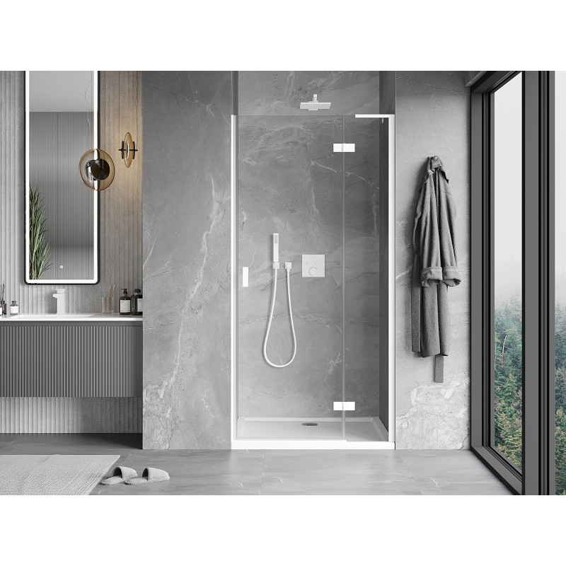 Mexen Mist-H L sprchové dvere výklopné pravé 80 cm, transparentné, biele - 8A5L-080-000-20-00-P