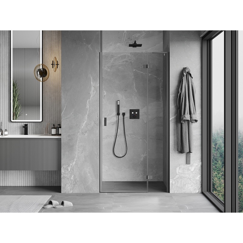 Mexen Mist-H L sprchové dvere, pravé, 75 cm, priehľadné, gunmetal - 8A5L-075-000-95-00-P