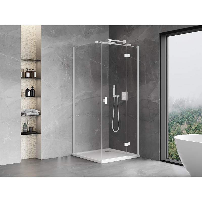 Mexen Mist-H T sprchový kút s pravými skladacími dverami 75 x 75 cm, priehľadný, biela - 8A5T-075-075-20-00-P