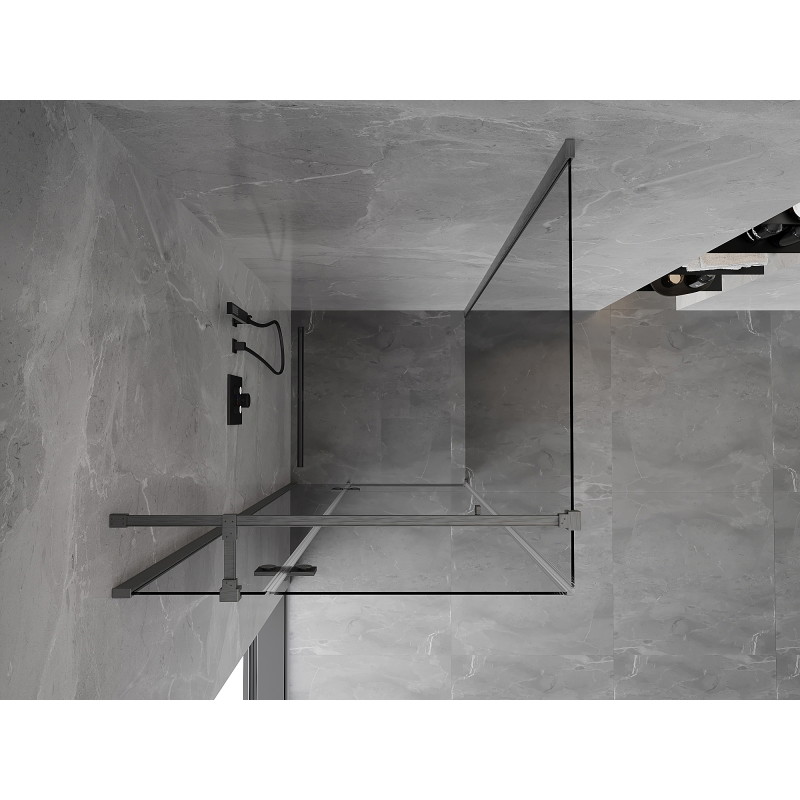 Mexen Mist-H T sprchový kút otočný ľavý 110 x 110 cm, transparentný, brúsená gun metal sivá - 8A5T-110-110-66-00-L