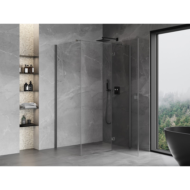Mexen Mist-H T sprchovací kút pravý 90 x 70 cm, priehľadný, brúsená gun gray - 8A5T-090-070-66-00-P