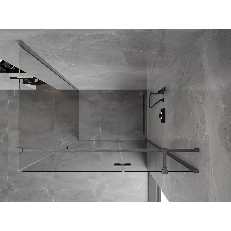 Mexen Mist-H T sprchová kabína s otočnými dverami pravá 120 x 85 cm, transparentná, brúsená antracitová šedá