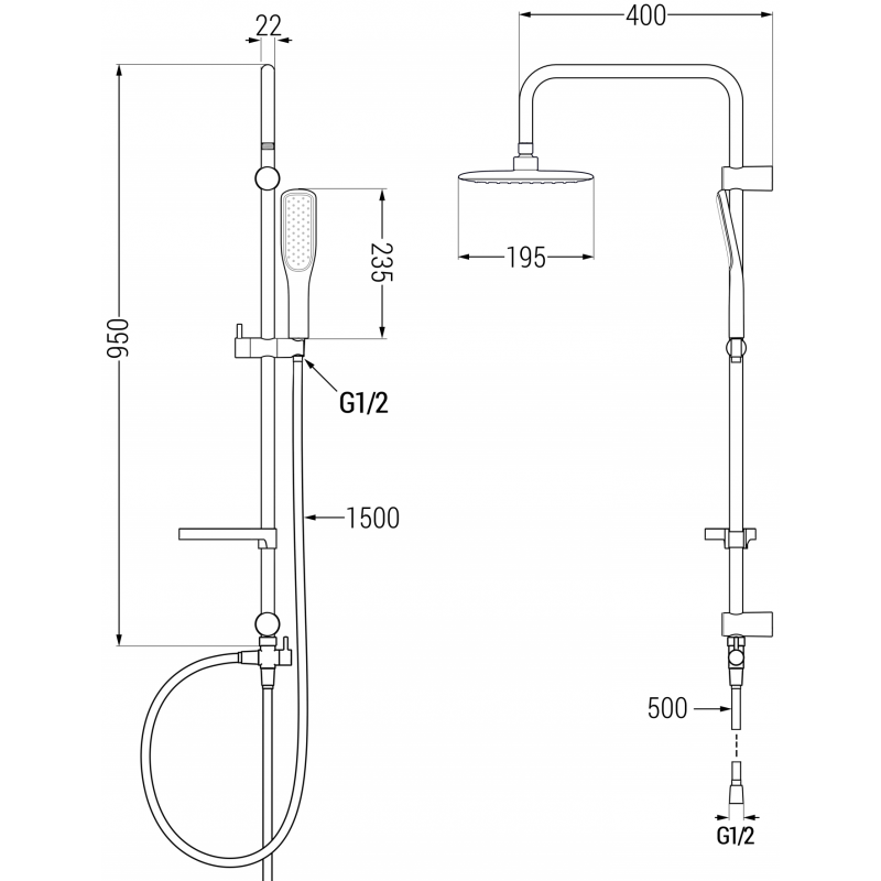 Mexen X49 sprchový stĺp, biely/zlatý - 798494991-25