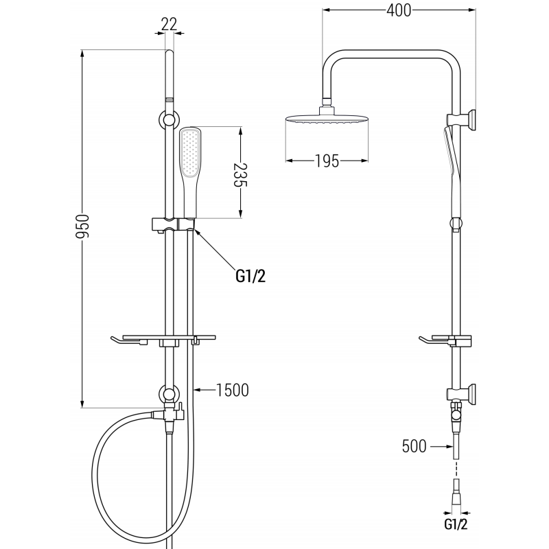 Mexen T49 sprchová kolóna, čierna/zlatá - 798494993-75