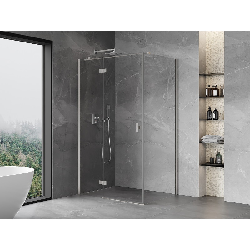 Mexen Mist-H T sprchová kabína s otočnými ľavými dverami 75 x 85 cm, priehľadná, kartáčovaný nikel