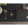 Mexen Elias granitový drezo - 1-komorový s odkvapkávačom a kuchynskou batériou Telma, čierny/strieborný