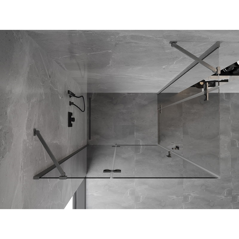 Mexen Mist-H Duo sprchová kabína s otváraním vľavo 115 x 70 cm, priehľadná, kartáčovaná zbraňová sivá