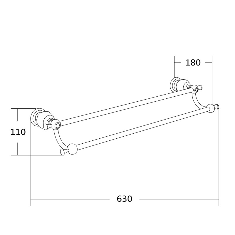 Mexen Estela dvojitý vešiak na uteráky, ružové zlato - 7011525-60