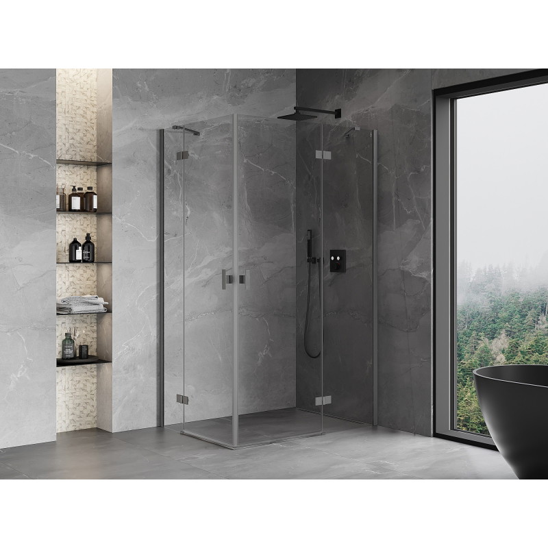 Mexen Mist-H Duo sprchová kabína, pravá, 100 x 110 cm, transparentná, brúsená gun gray - 8A5-100L-110P-66-00