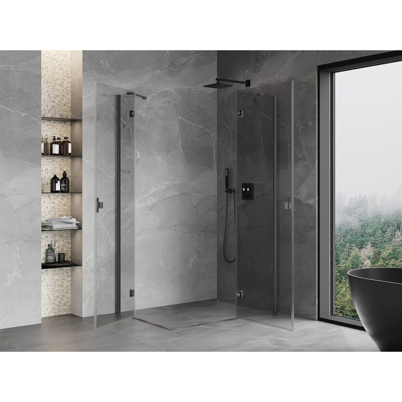 Mexen Mist-H Duo sprchová kabína vyklápacia pravá 110 x 115 cm, transparentná, brúsená gun gray - 8A5-110L-115P-66-00