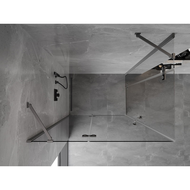 Mexen Mist-H Duo sprchovací kút s otváracími ľavými dverami 85 x 70 cm, číry, gun metal - 8A5-085L-070P-95-00