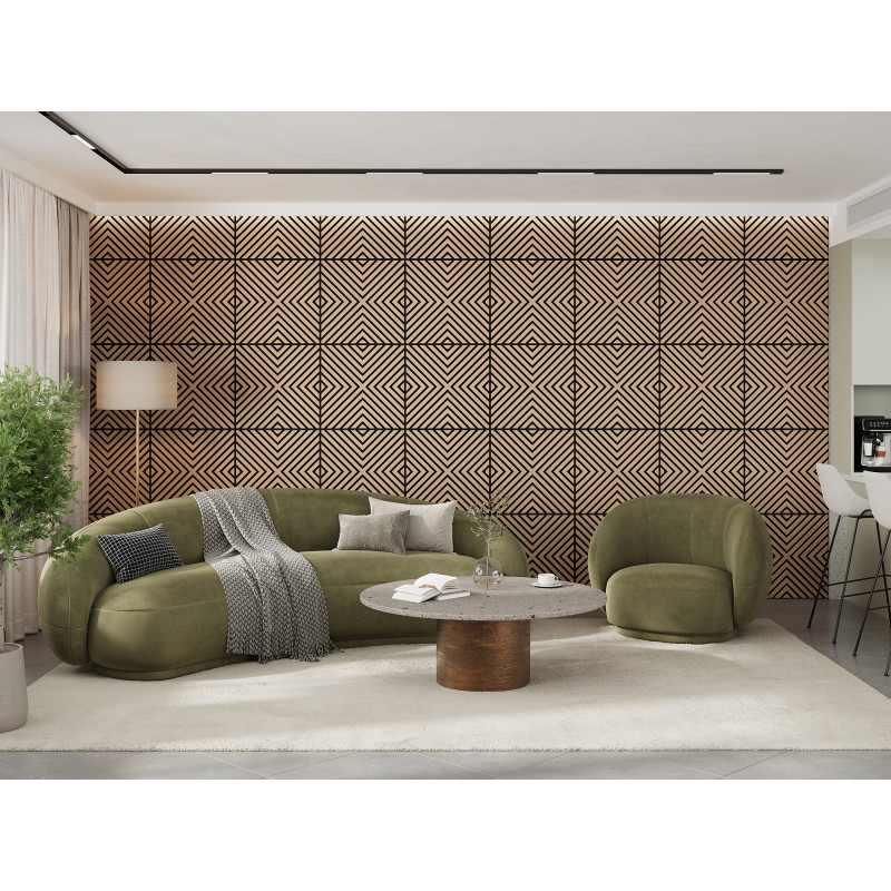 Mexen Linea 01 akustický stenový panel 60 x 60 cm (4ks), plsť 9 mm, technická dyha, Bielený dub - S110-60607-01-040