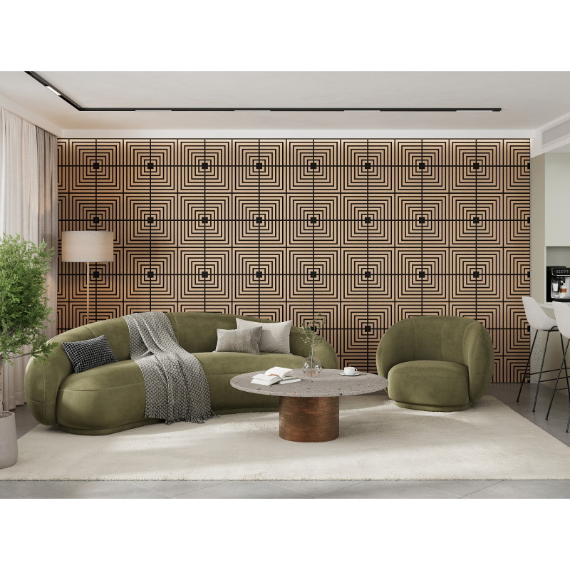 Mexen Linea 02 akustický nástenný panel 60 x 60 cm (4 ks), plsť 9 mm, technická dyha, Biely Dub - S110-60607-02-040