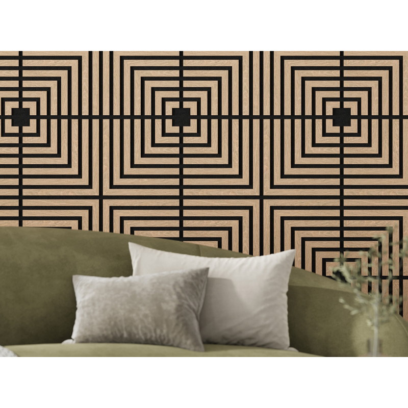 Mexen Linea 02 akustický nástenný panel 60 x 60 cm (4 ks), plsť 9 mm, technická dyha, Biely Dub - S110-60607-02-040