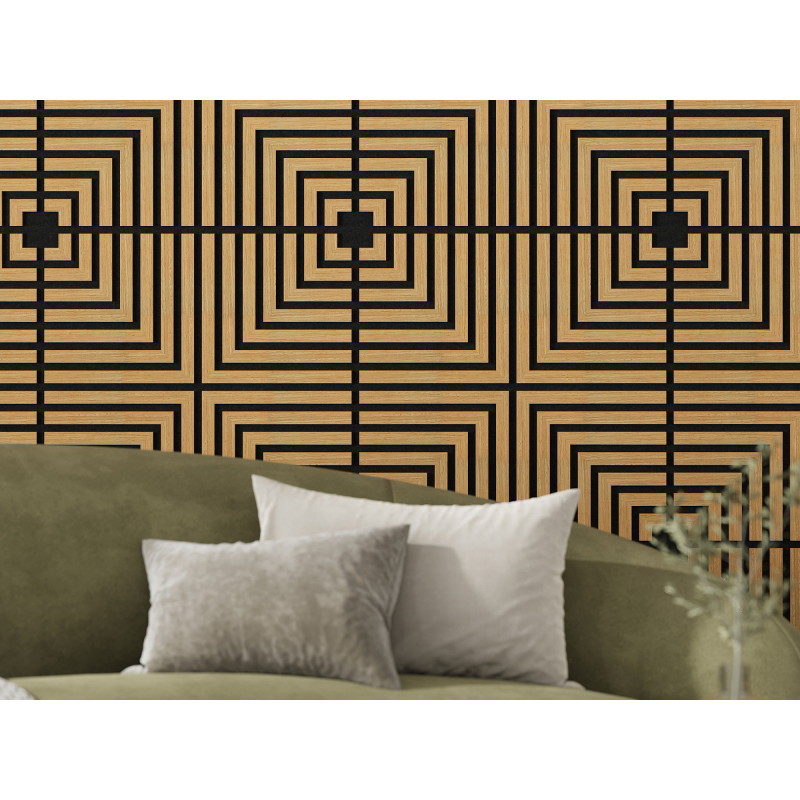 Mexen Linea 02 akustický stenový panel 60 x 60 cm (4 ks), plsť 9 mm, technická dyha, Dub Classic - S110-60607-02-041