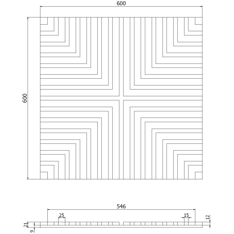Mexen Linea 02 akustický stenový panel 60 x 60 cm (4 ks), plsť 9 mm, technická dyha, Dub Classic - S110-60607-02-041