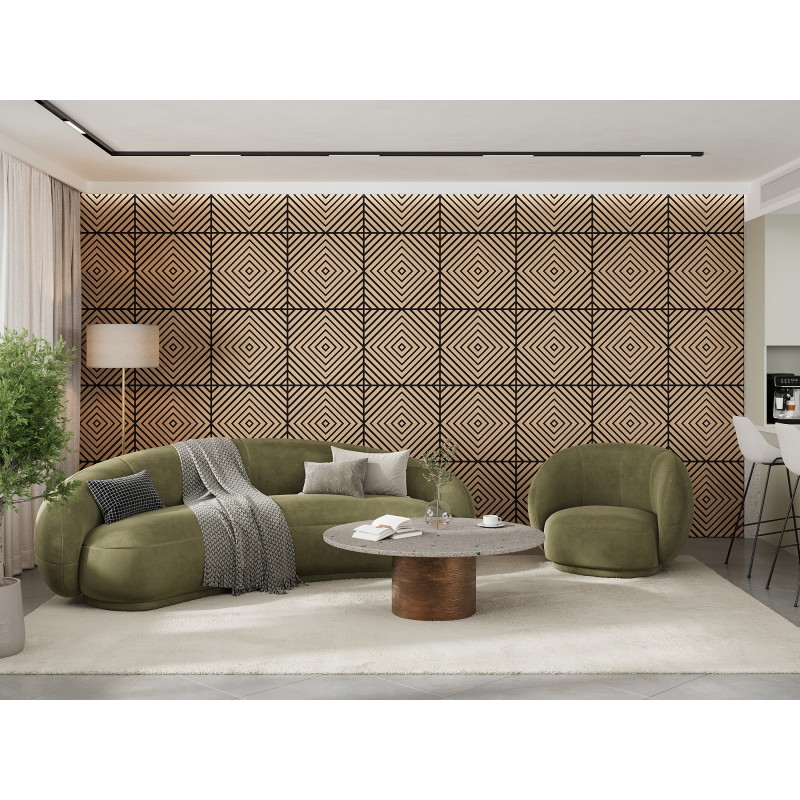 Mexen Linea 03 akustický stenový panel 60 x 60 cm (4ks), plsť 9 mm, technická dyha, Bielený Dub - S110-60607-03-040
