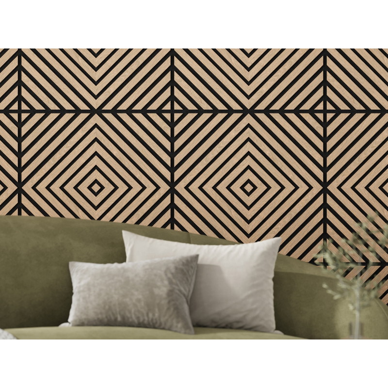 Mexen Linea 03 akustický stenový panel 60 x 60 cm (4ks), plsť 9 mm, technická dyha, Bielený Dub - S110-60607-03-040