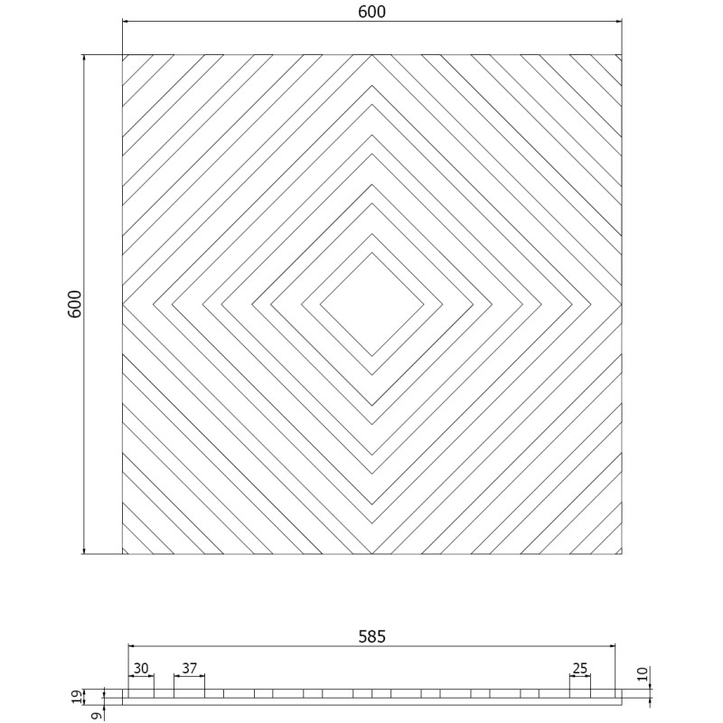 Mexen Linea 03 akustický stenový panel 60 x 60 cm (4ks), plsť 9 mm, technická dyha, Dub Classic - S110-60607-03-041