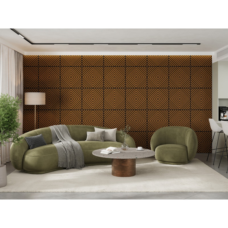 Mexen Linea 03 akustický nástenný panel 60 x 60 cm (4ks), plsť 9 mm, technická dýha, Prírodný Dub - S110-60607-03-042