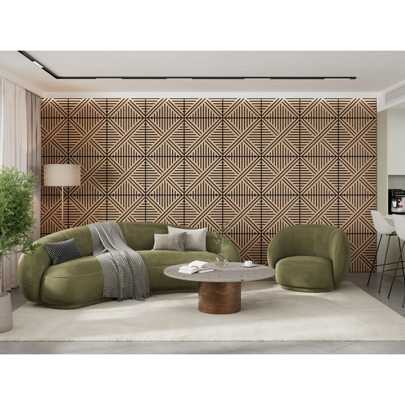 Mexen Linea 05 akustický stenový panel 60 x 60 cm (4ks), plsť 9 mm, technická dyha, bielený dub - S110-60607-05-040