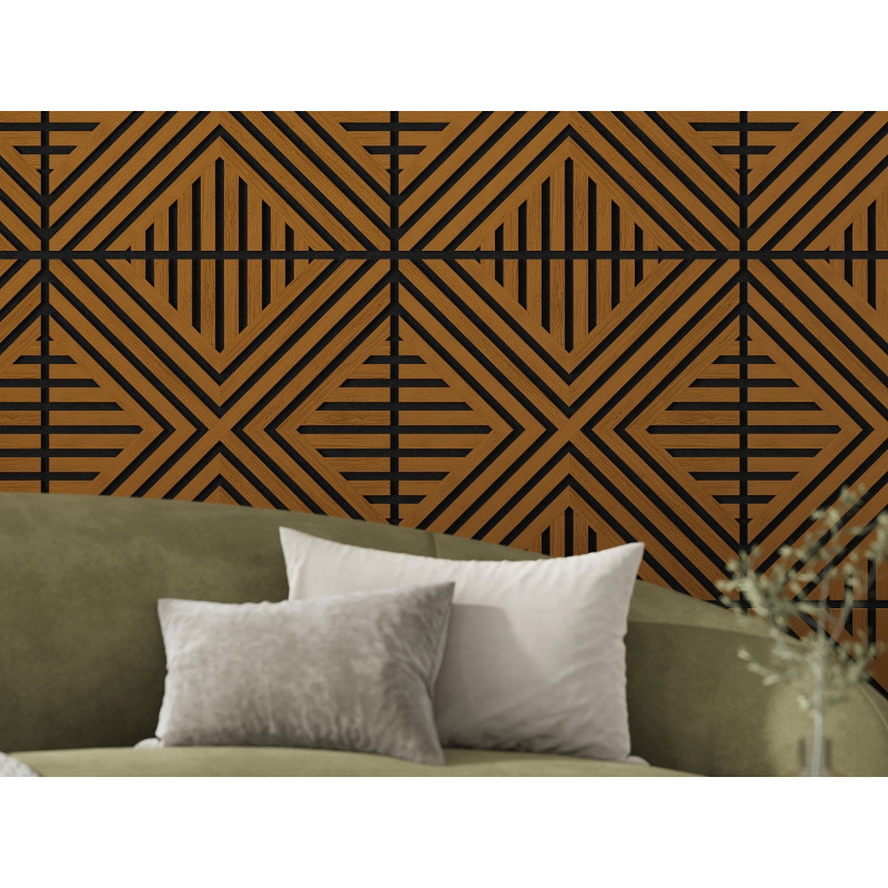 Mexen Linea 05 akustický nástenný panel 60 x 60 cm (4ks), plsť 9 mm, technická dyha, Prírodný Dub - S110-60607-05-042