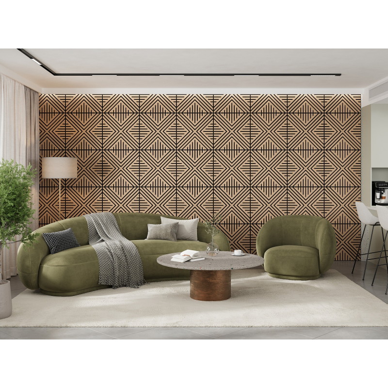Mexen Linea 06 akustický nástenný panel 60 x 60 cm (4 ks), plsť 9 mm, technická dyha, Bielený Dub - S110-60607-06-040