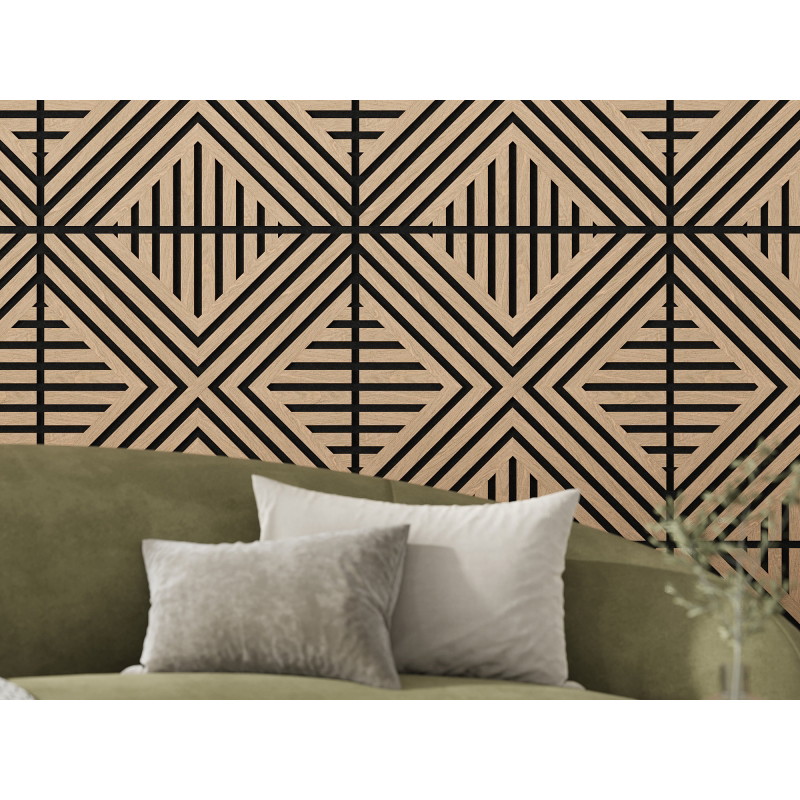 Mexen Linea 06 akustický nástenný panel 60 x 60 cm (4 ks), plsť 9 mm, technická dyha, Bielený Dub - S110-60607-06-040