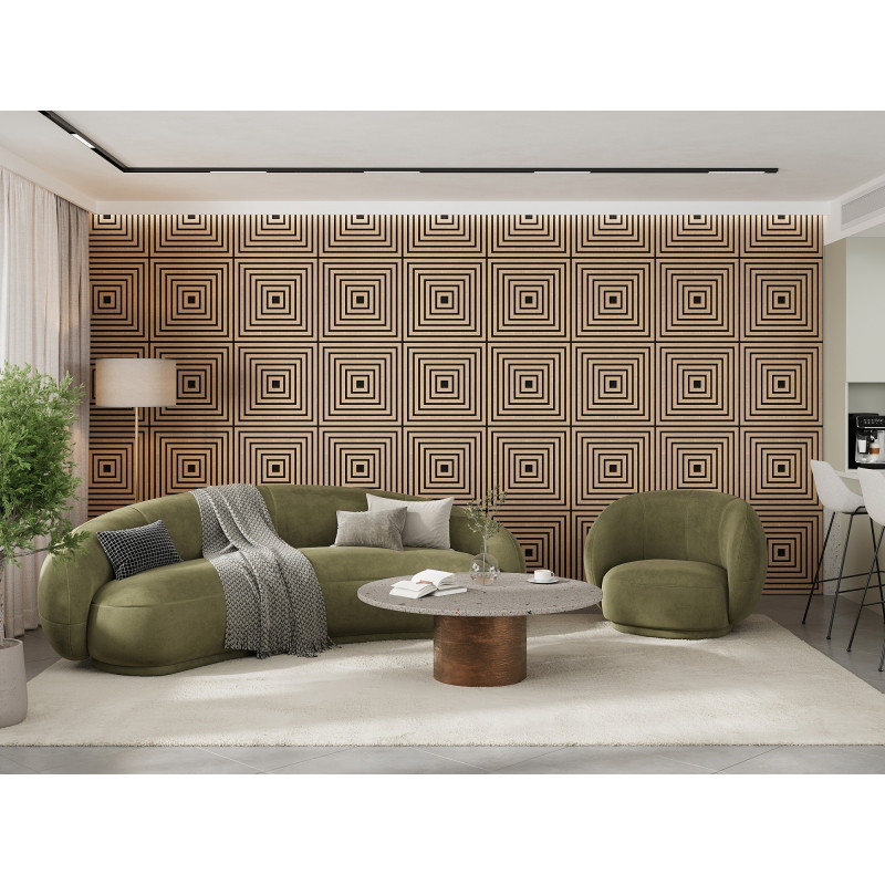 Mexen Linea 13 akustický stenový panel 60 x 60 cm (4 ks), plsť 9 mm, technická dyha, Biely Dub - S110-60607-13-040