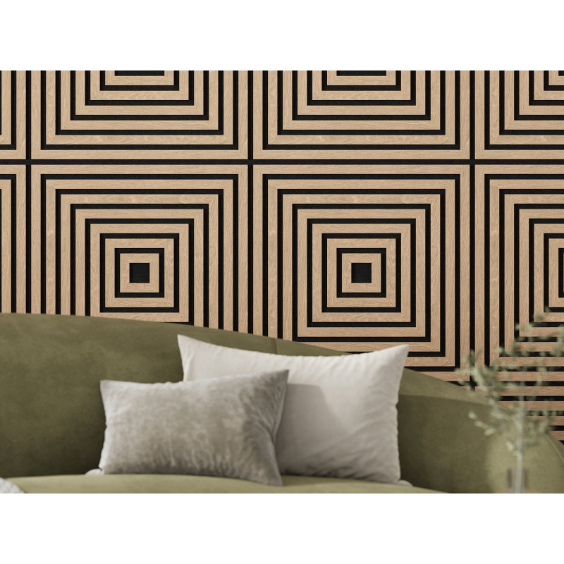 Mexen Linea 13 akustický stenový panel 60 x 60 cm (4 ks), plsť 9 mm, technická dyha, Biely Dub - S110-60607-13-040