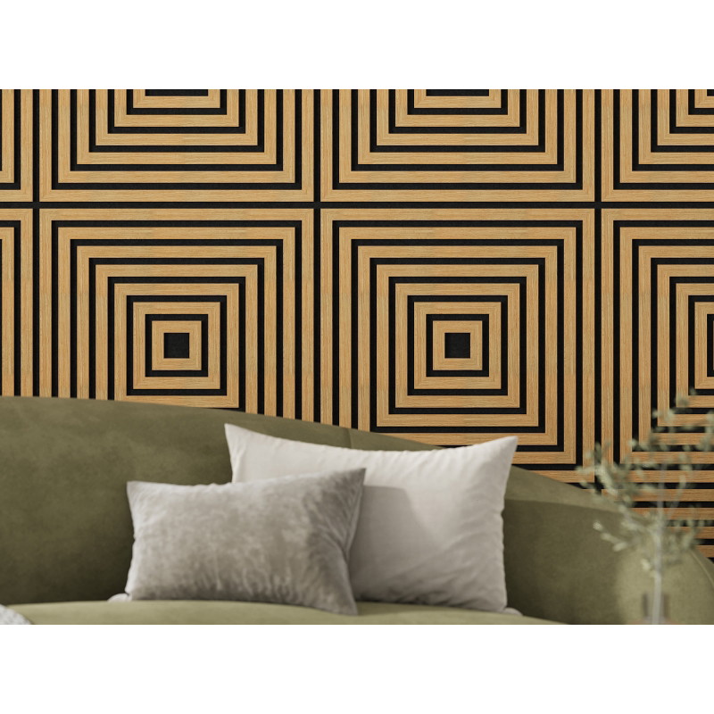 Mexen Linea 13 akustický stenový panel 60 x 60 cm (4 ks), plsť 9 mm, technická dyha, Dub Classic - S110-60607-13-041